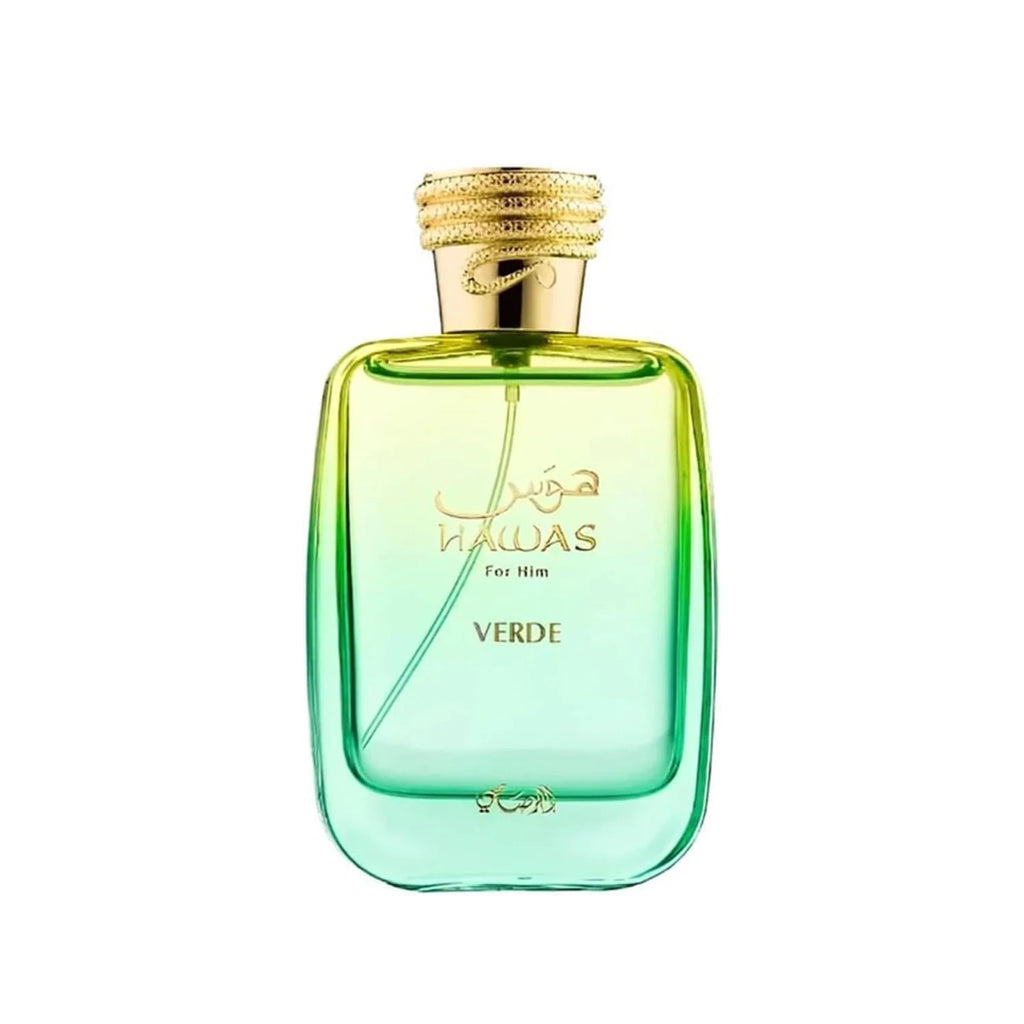 Rasasi Hawas Verde Eau de Parfum Spray for Men – Fresh Green Citrus & Aromatic Woody Scent, Long-Lasting Premium Arabian Fragrance, Perfect Gift, 3.4 fl oz / 100 ml