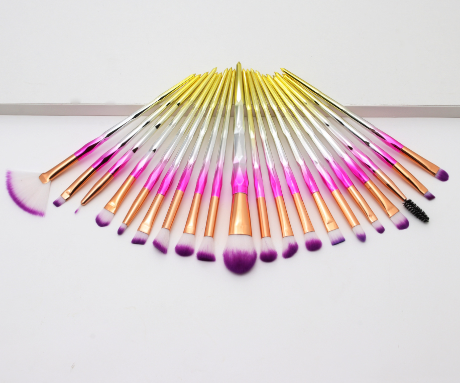 20-Piece Eye Brush Set with Colorful Diamond Handles