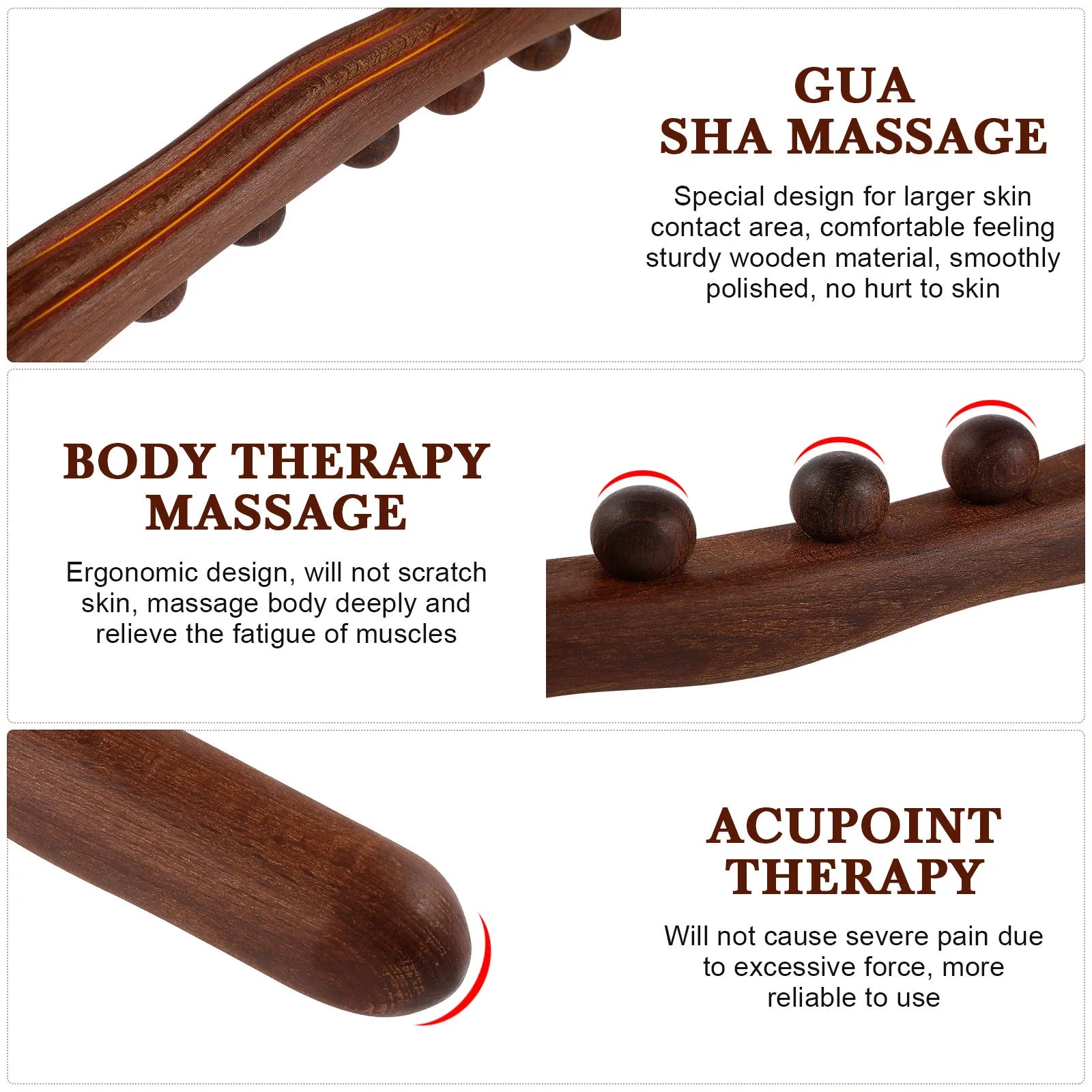 1Pcs Wooden Massage Stick Muscle Scraping Tool for Body Therapy Relaxation Pain Relief Roller Massager Massage Stick